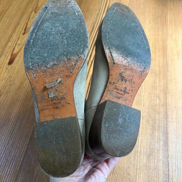 Rag & Bone Walker buckle gray suede leather heeled booties SIZE 10 - Picture 8 of 9